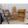 Image 1 : Open Book Case , Folding Chair, Coffee Table Style Crib Board 19" x 41" x 10"