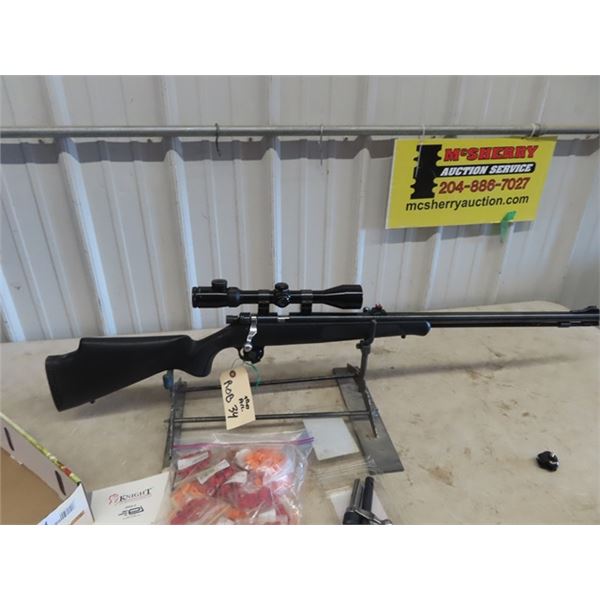 ROB34 Knight In Line 50 Cal Black Powder Rifle w Bushnell Scope Composite Stock, New Condition S#051