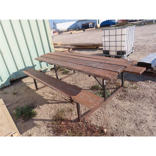 Steel Framed & Wood Picnic Table