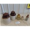 Image 1 : 2 Pickle Crocks - One has a spider Crack, Ginger Beer Bottle- Chip on Lip, & 2 Others