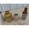 Image 2 : 2 Pickle Crocks - One has a spider Crack, Ginger Beer Bottle- Chip on Lip, & 2 Others