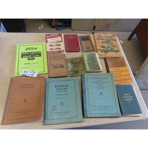 Old Auto Books 1916 Ford Model T Book, Ford Manuals, 1934 Dodge Brothers Master Parts List Plus