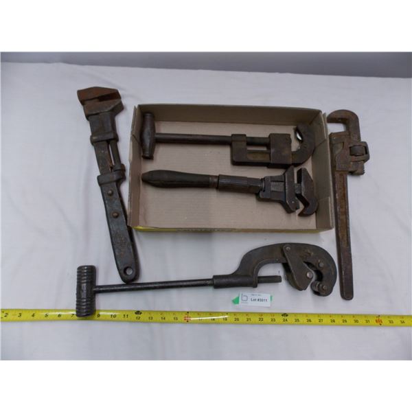 Antique Pipe Cutters + Pipe wrenches