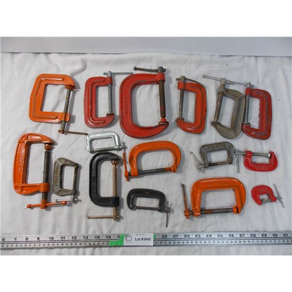 Metal C-Clamps x16 qty - various sizes