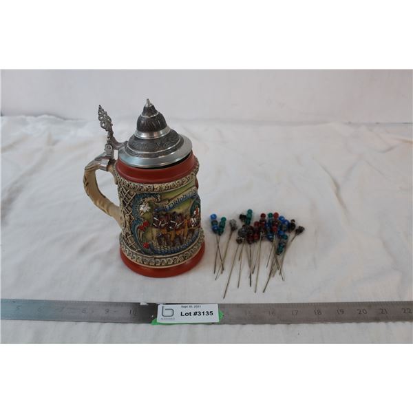 Octoberfest beer stein, hatpins