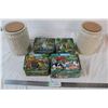 Image 1 : 2 creative co-op floral ceramic cookie jars, 4 Churchill animal tins