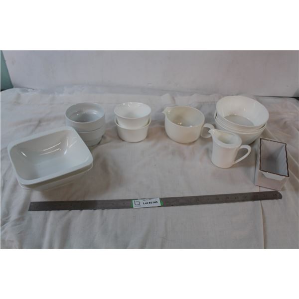 Dishwasher and microwave safe white ceramic bowls