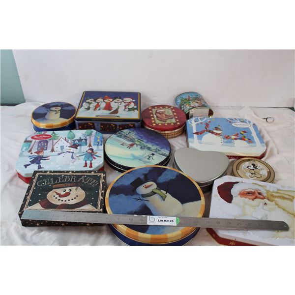 Empty cookie tins, 2 Disney, 10 Christmas
