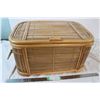 Image 1 : Possibly wicker or bamboo, woven basket 11" tall, 1'8" wide