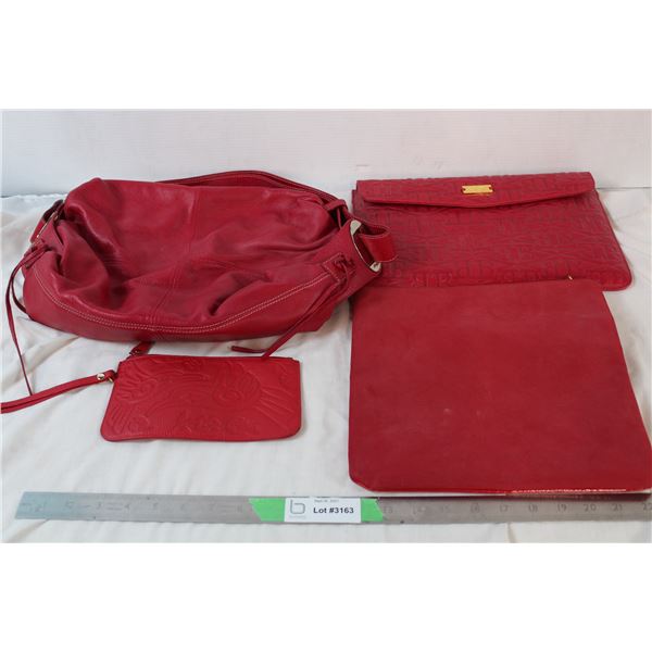 Lachetta Milano handbag, three other red bags
