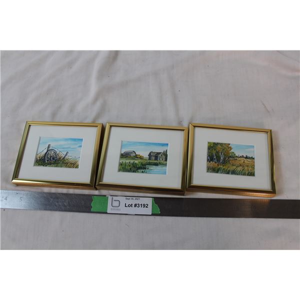 Set of 3 framed watercolour paintings - artist - Y. Kydd