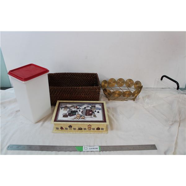 variety of storage containers, one tupperware