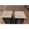 Image 2 : Pair of Stone Top End Tables - 30"T x 13"square