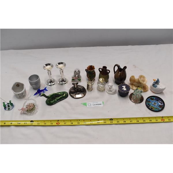 Porcelain ornaments, glass, misc ornaments