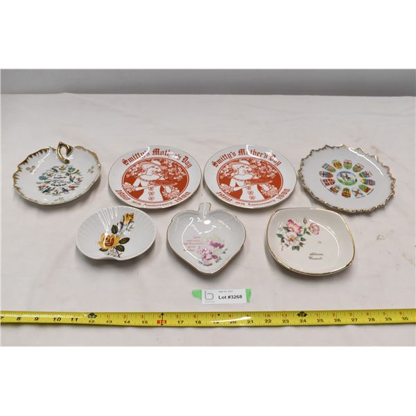 Assorted decorative plates. 2 Canada themed plates