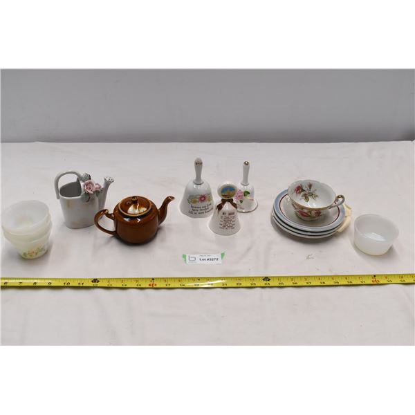 Mini Tea Pots, Dinner Bells, Cups & Saucers