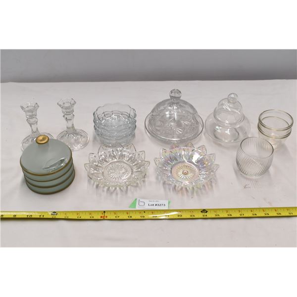 Candle Holders, Glass Candy Containers, Glass trays Bodnarus