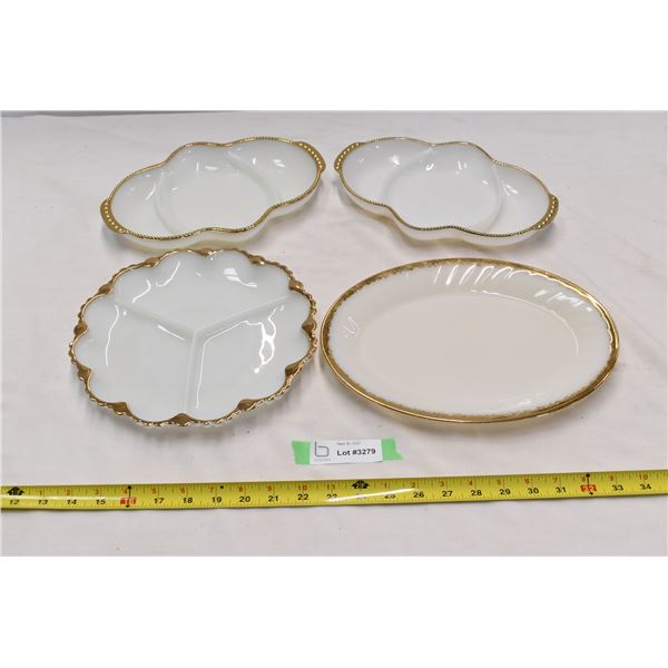 Gold rimmed serving trays