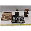 Image 1 : Pipe stand, incomplete shaving kits & small wooden stand