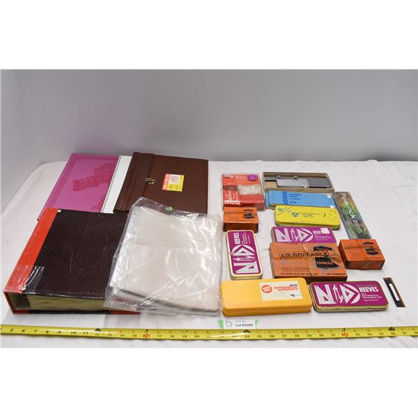 Blank binders, math tools & misc. art items