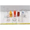 Image 1 : Ketchup & Mustard bottles. Clear glass bottles, jars & big glass beer mug