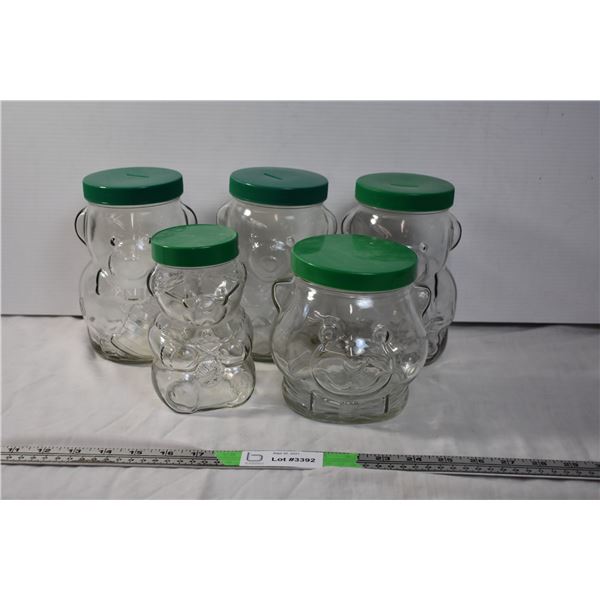 Glass Teddy Bear Piggy Banks and Jars