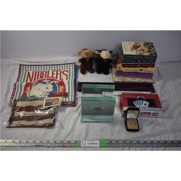 Glass Picture Frames, Note Cards, and Misc with 14Kt Earrings