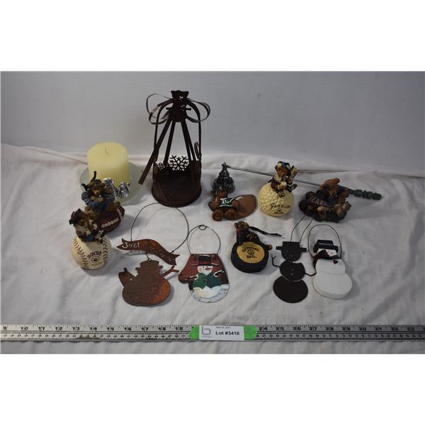 Bear Figurines and Misc Christmas Decor