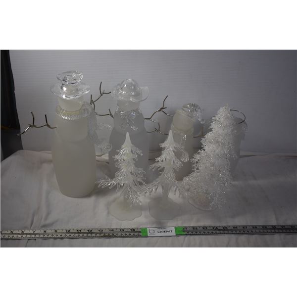Snowman and Christmas Tree Figurines