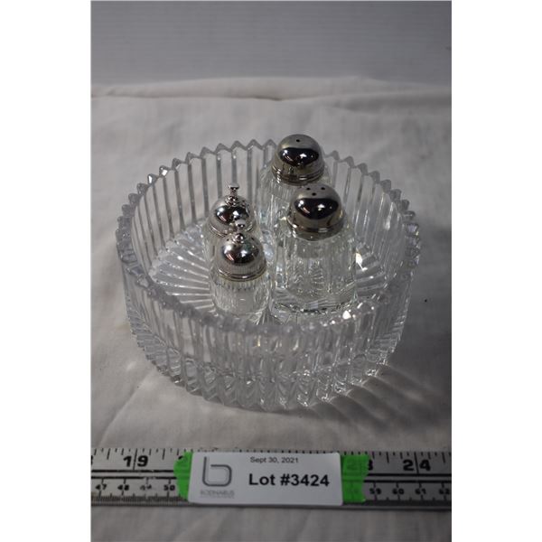 Crystal Bowl and Salt and Pepper Shakers