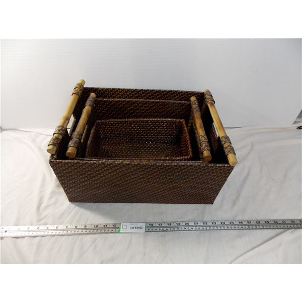 3 baskets - bamboo handles