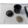 Image 5 : Small Marble storage container, rock, geode, stone bear art piece