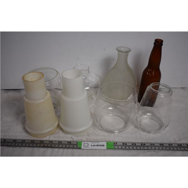 Glass Lampshades and Bottles
