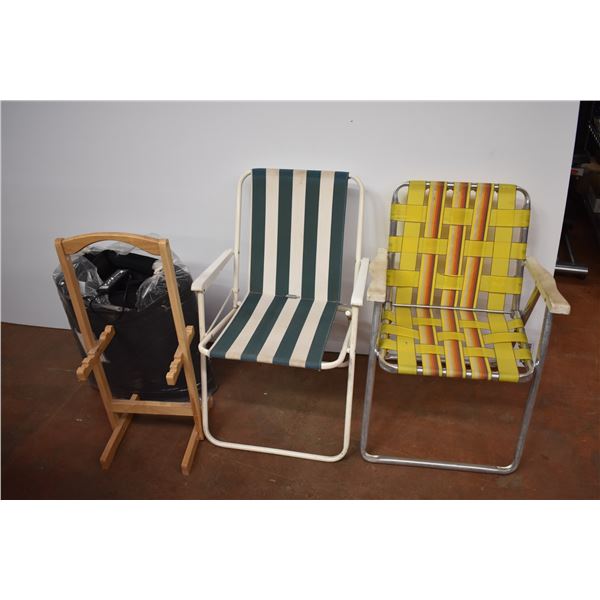 2 Folding Chairs, Vibrating Back Massager, Wooden Rack
