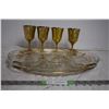 Image 1 : 2 Glass Serving Trays and Brass Cups