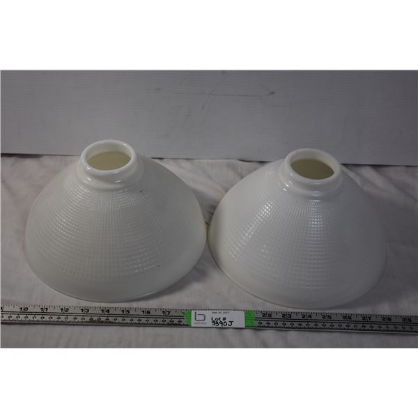 Pair of White Glass Lampshades