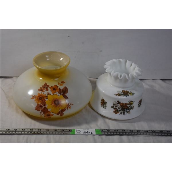 Pair of Floral Glass Lampshades