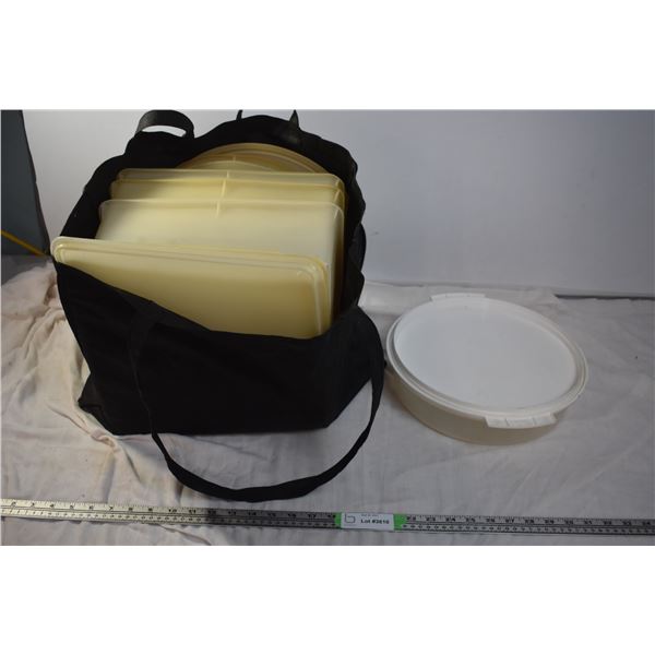 Bag of Tupperware Yellowed Bodnarus Auctioneering
