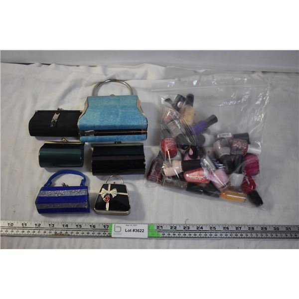 Clutches and Bag of Used Nail Polish