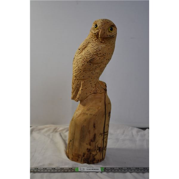 Dave Kemp Hand Carved Wooden Owl (18" Tall)