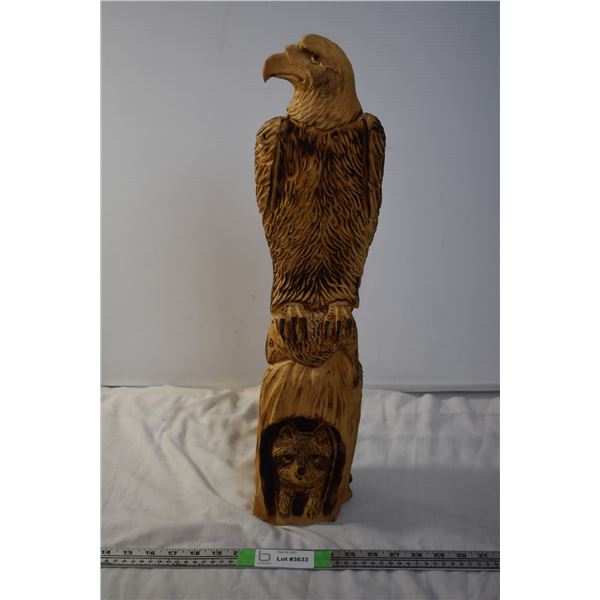 Dave Kemp Hand Carved Wooden Eagle (22" Tall)
