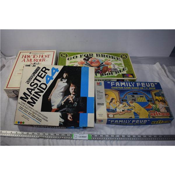 4 Board Games - Go for Broke, Family Feud, MasterMind 44, How to Host a Murder