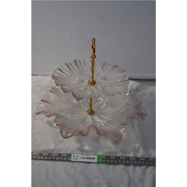 Vintage 2-Tiered Glass Serving Tray
