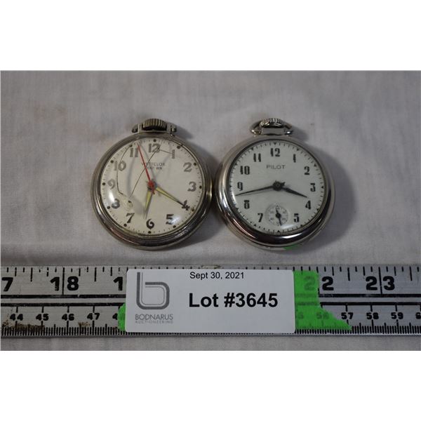 Westclox Pocket Ben (Working but broken face), Pilot Pocket Watch (Not Working)