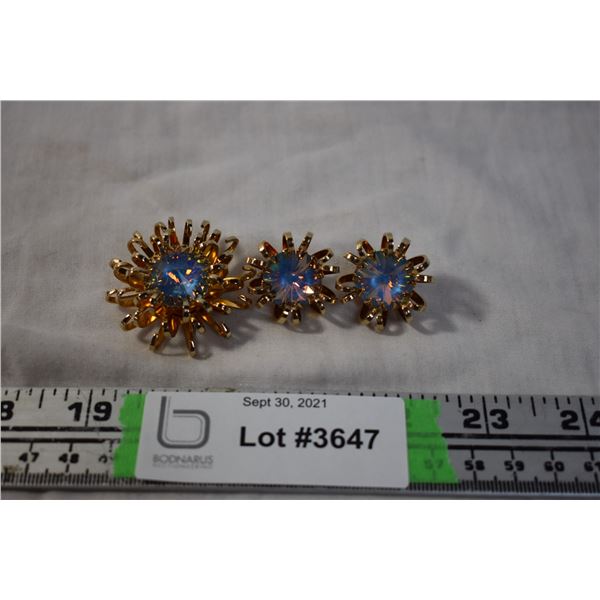 Sarah Cov Brooch and Clip-on Earring Set