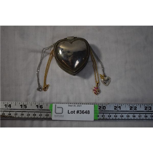 Antique Jewellry Box with 2 Necklaces