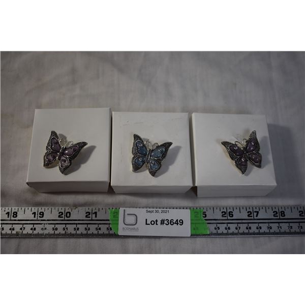 3 Butterfly Brooches
