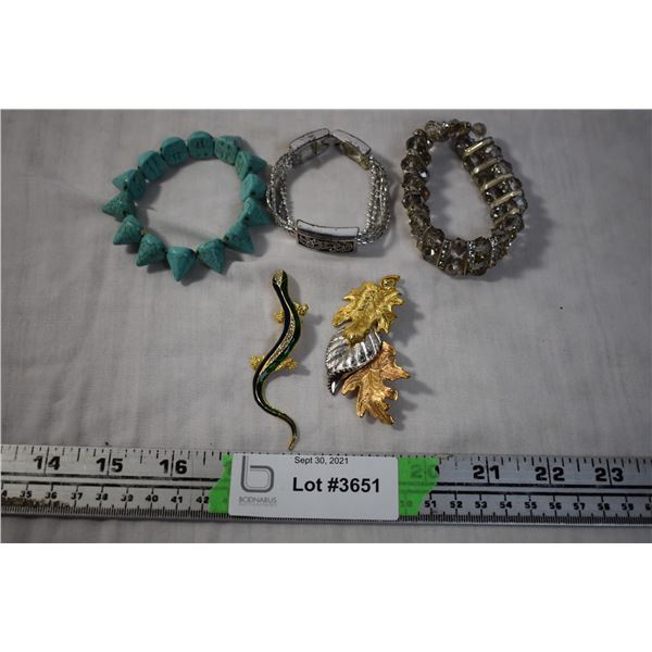 2 Brooches and 3 Bracelets