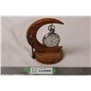 Image 1 : Illinois pocket watch with cresent moon stand and chain
