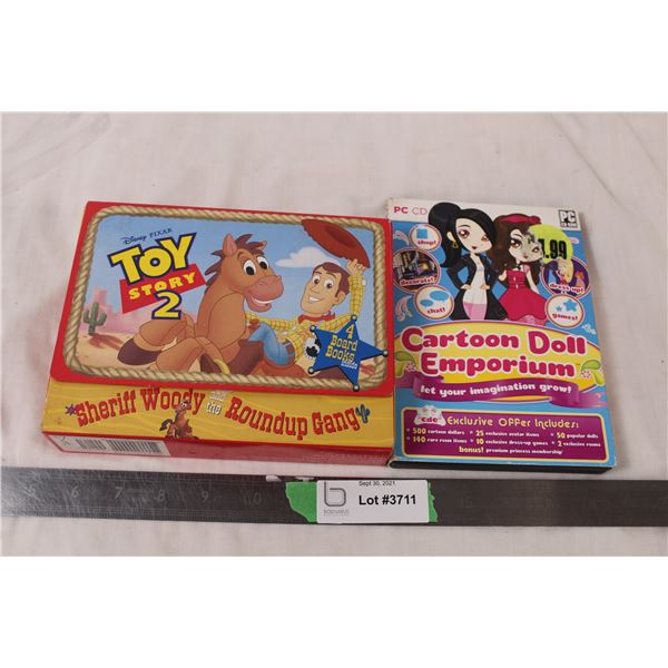 Cartoon doll pc game and Toy story 2 books